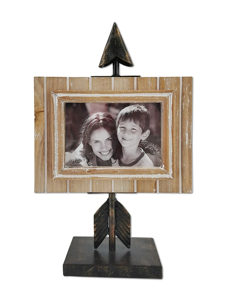 MDF Photo Frame with Metal Holder for Table Decor, Iron Holder with Different Shape for Photo Frame, Table Used Picture Frame