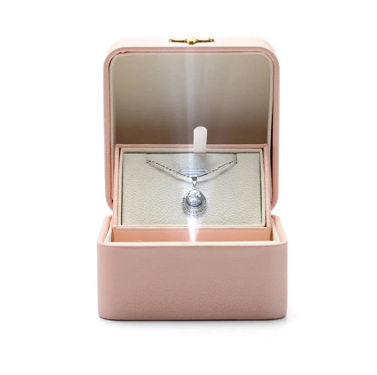 High Grade Creative PU Leather LED Light Proposal Ring Box Pendant Box, Custom Logo Jewelry Box