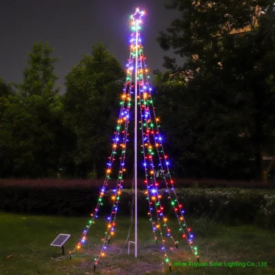 Luce con bandiera a palo luminosa personalizzata per albero di Natale a energia solare EU Kd