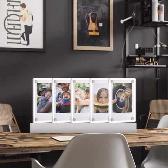 Cornici per foto in acrilico trasparente da tavolo personalizzate, cornici per foto con blocco magnetico bifacciale