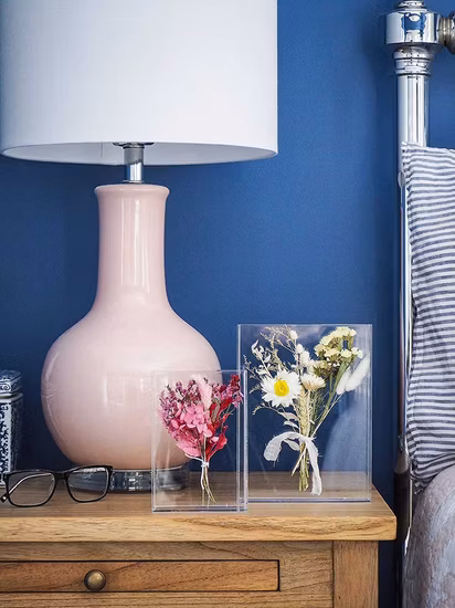 Cornice in acrilico per compleanno fai da te, scatola per ombretti con fiori secchi