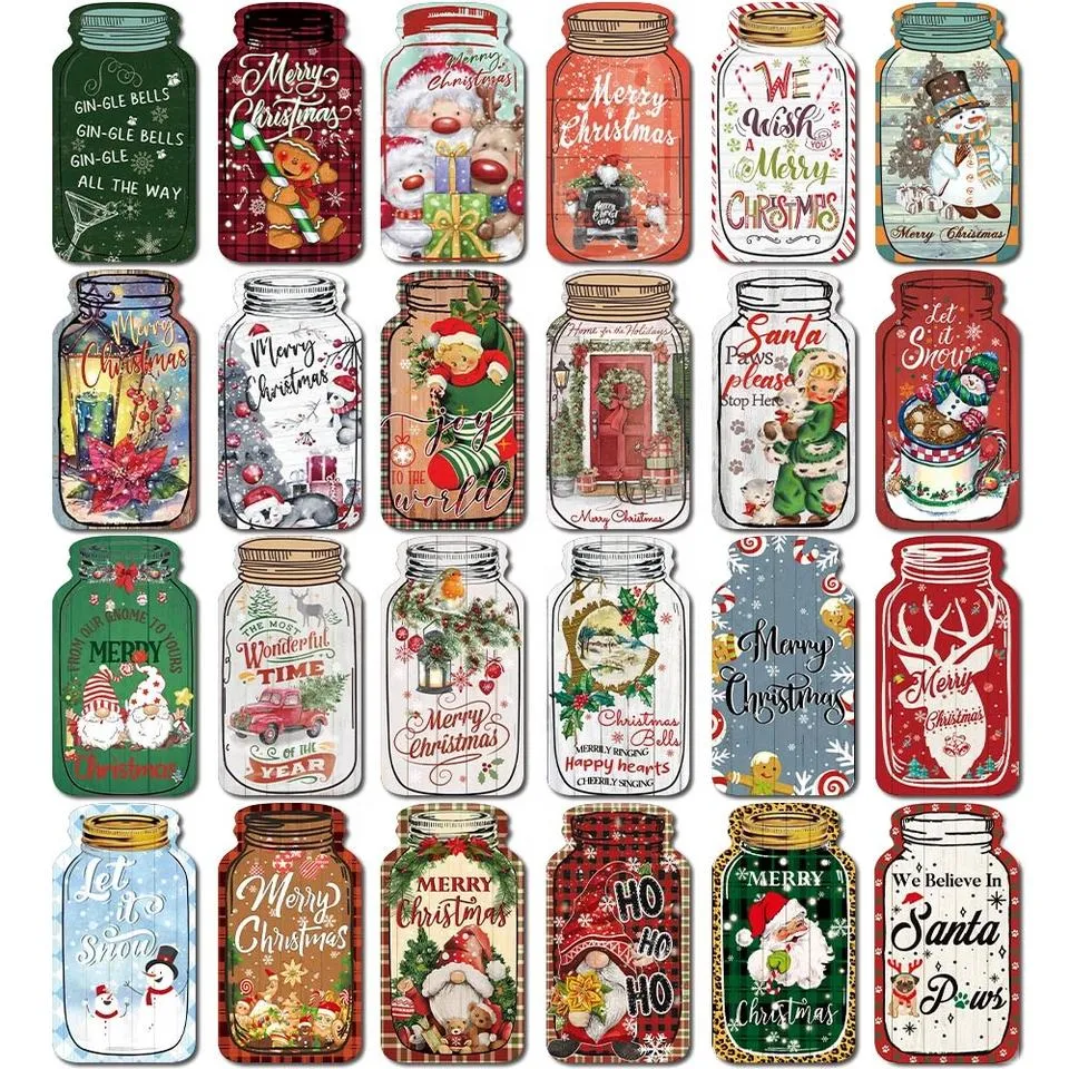 12 pezzi/scatola pendenti in legno di Natale albero di Natale ornamenti appesi artigianato in legno fai da te per decorazioni domestiche di Capodanno per feste di Natale